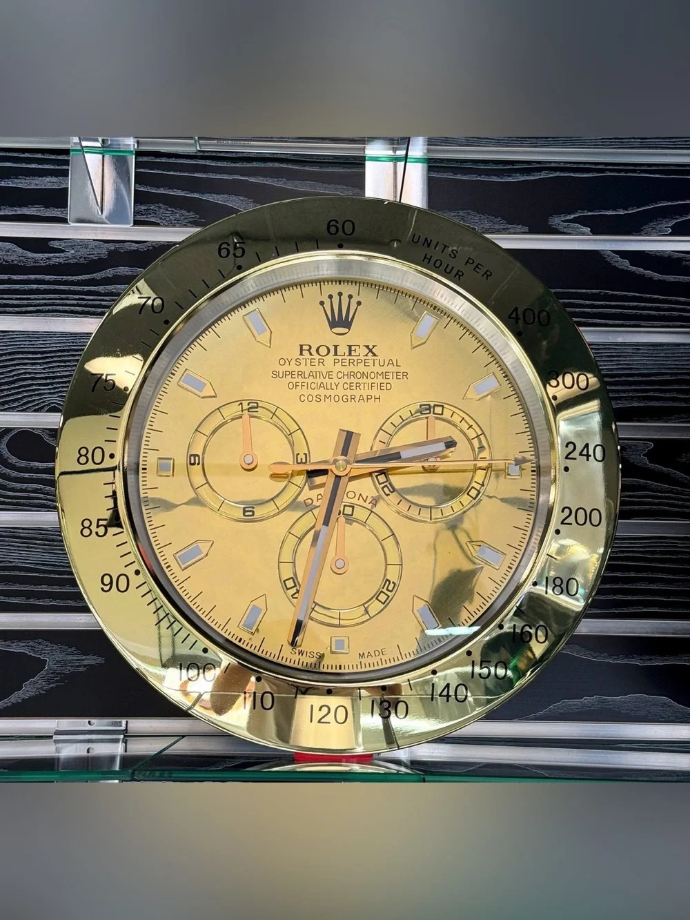 DAYTONA Cosmograph Wall Clock | Yellow Gold Bezel Insert | Yellow Gold Dial Face